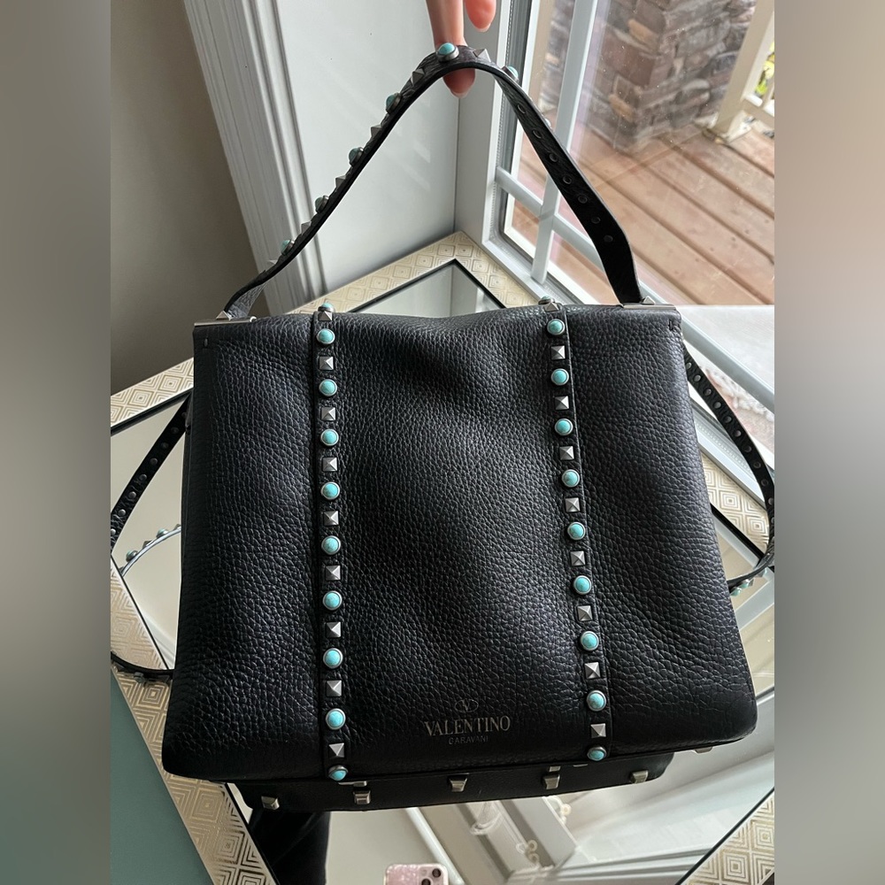 Authentic VALENTINO ROLLING ROCKSTUD MEDIUM SATCHEL BAG - Picture 4 of 16